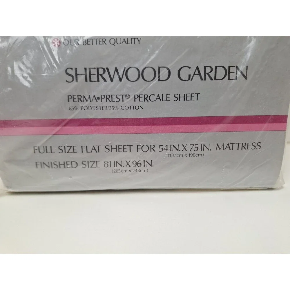 New Sears Sherwood Garden Full Size Flat Sheet Percale Perma Prest Vtg. 1970s